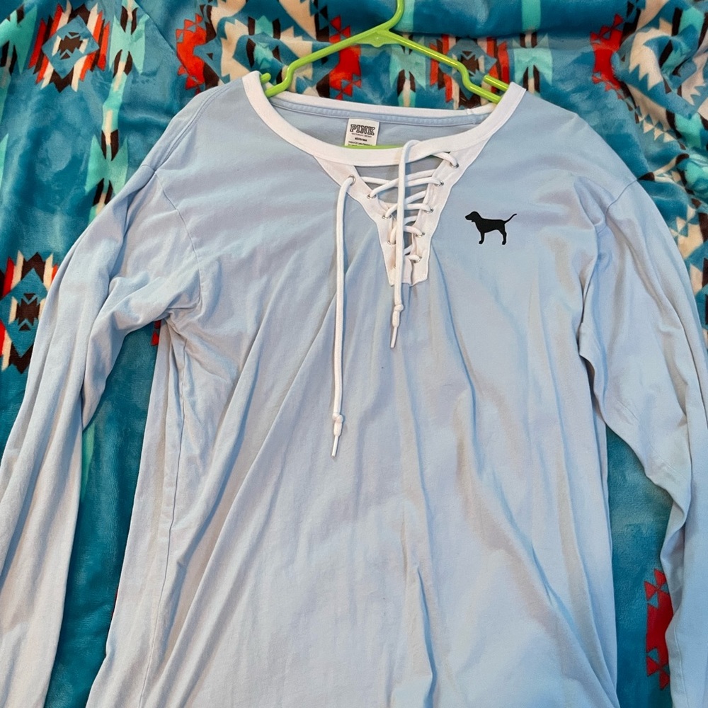 Long sleeve PINK light blue shirt